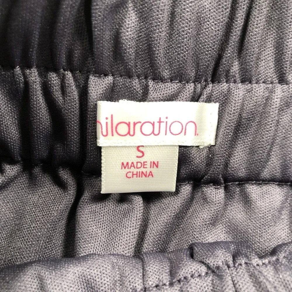XHILARATION ABOVE-KNEE SKIRT (purple-gray w/ elastic waist & ruffles) Size Small
